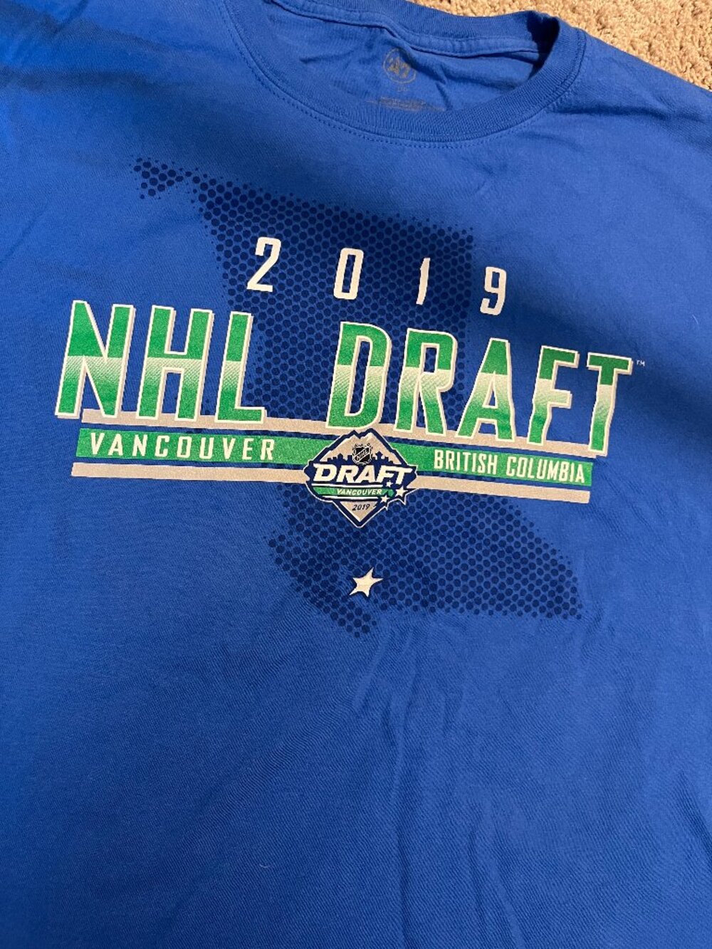 47 BRAND Men's Tee Shirt 2019 NHL Draft Vancouver BC Size Large Cotton - Picture 2 of 6